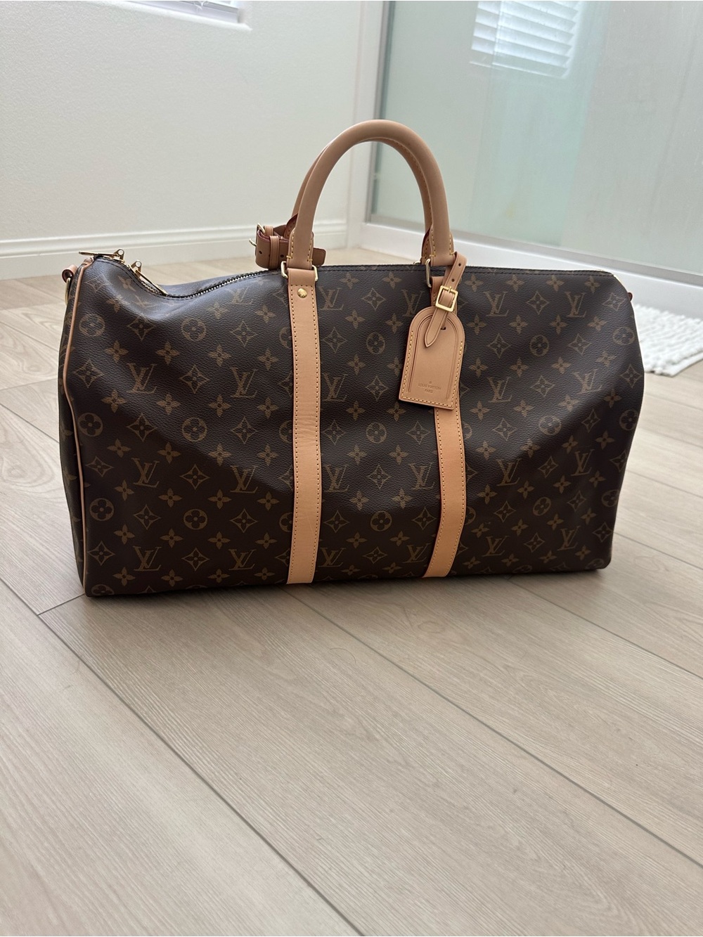 Louis Vuitton Monogram Canvas Travel Duffel with Natural Leather Trim